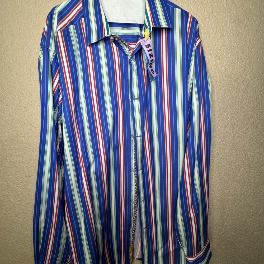 Robert Graham Multicolored Striped Button-Up Dress Shirt